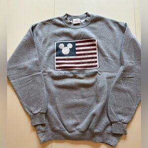 Disney Gray Crewneck Sweater with Flag Design